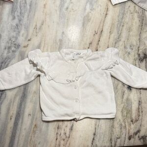 Janie And Jack White Ruffled Baby Cardigan